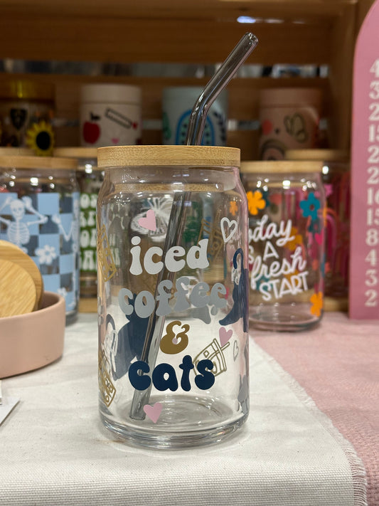 Iced Coffee & Cats Can Glass