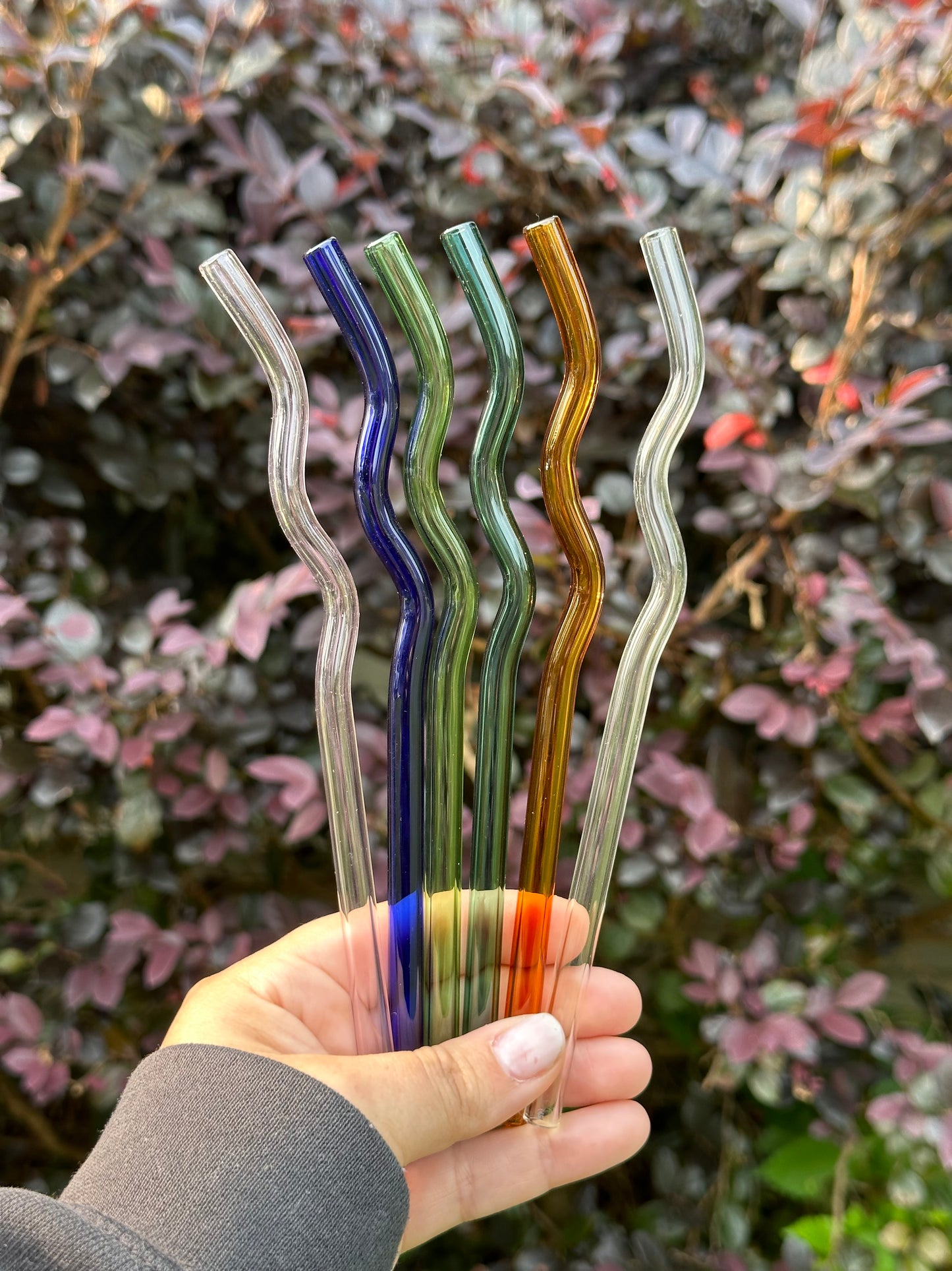 CURLY COLORED GLASS STRAWS