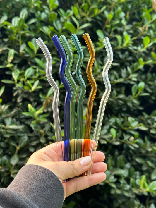 CURLY COLORED GLASS STRAWS