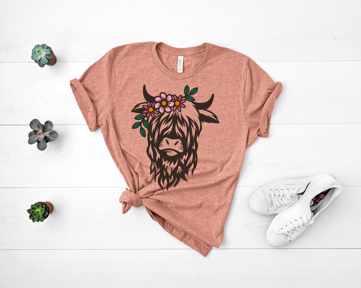 Floral Highland Cow - Shirt