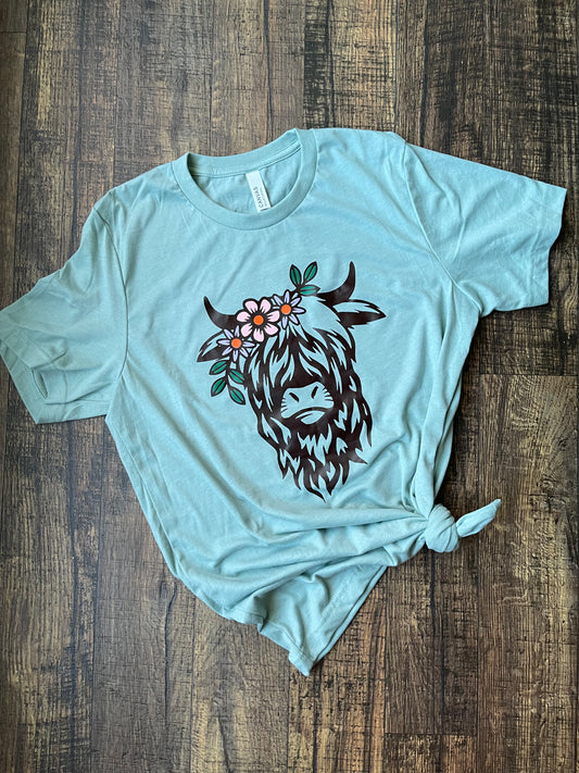 Floral Highland Cow - Shirt