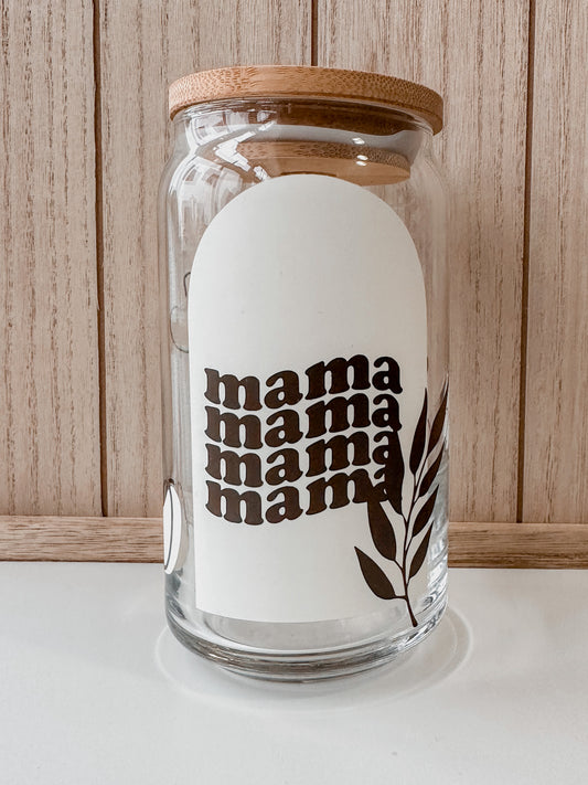 White Boho Mama Can Glass